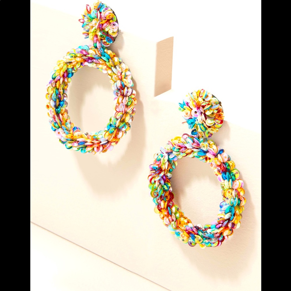 Stella & Dot🌈ColorfullyFUN Sequin Oh Ya Statement Earrings Limited Editi… - Picture 8 of 10
